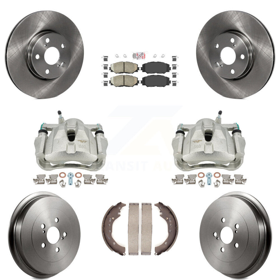 Front Rear Disc Brake Caliper Rotors Drums Ceramic Pads Kit (8Pc) For Toyota Corolla KC8-101455N by Transit Auto