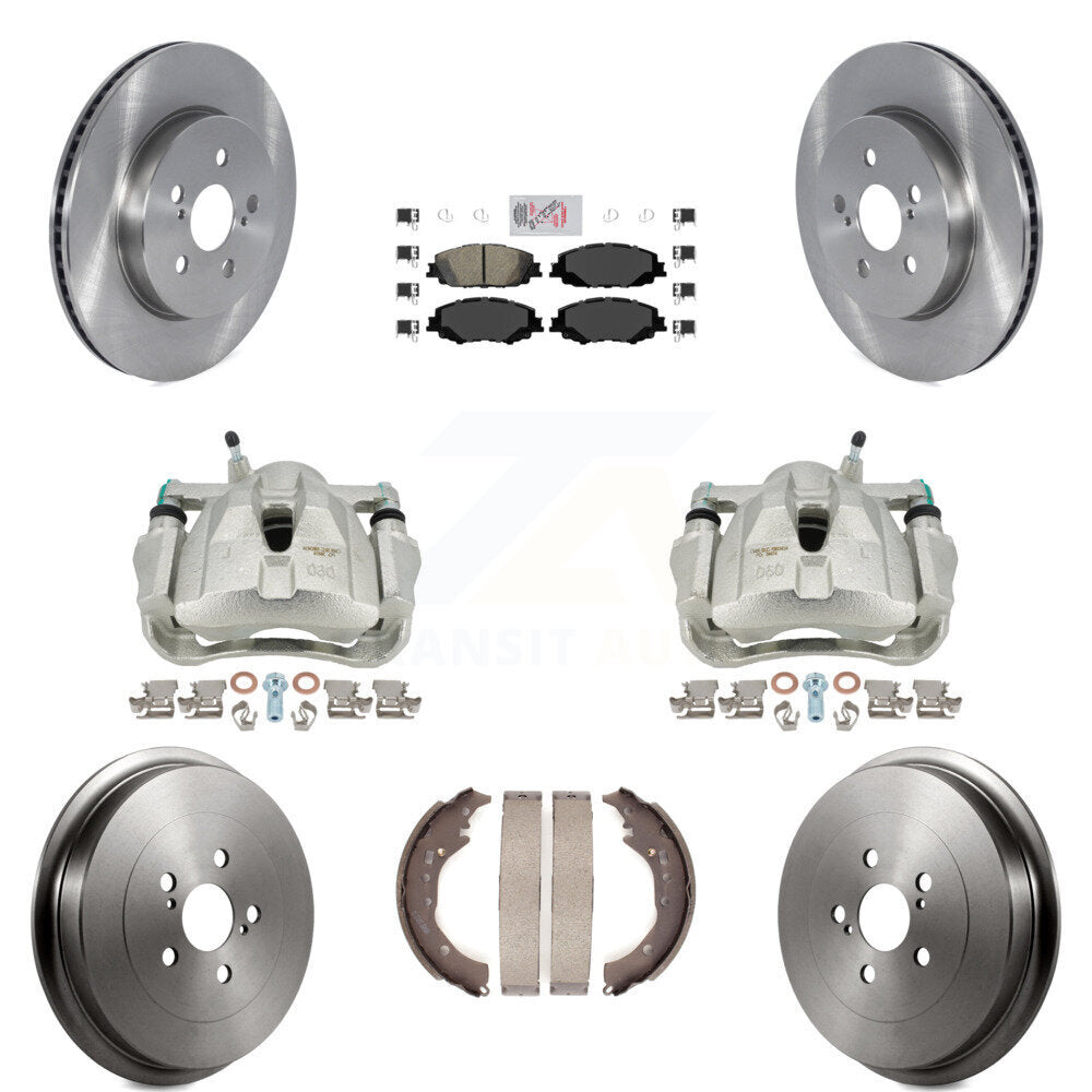 Front Rear Disc Brake Caliper Rotors Drums Ceramic Pads Kit (8Pc) For 2019 Toyota Corolla 2.0L KC8-101456N by Transit Auto