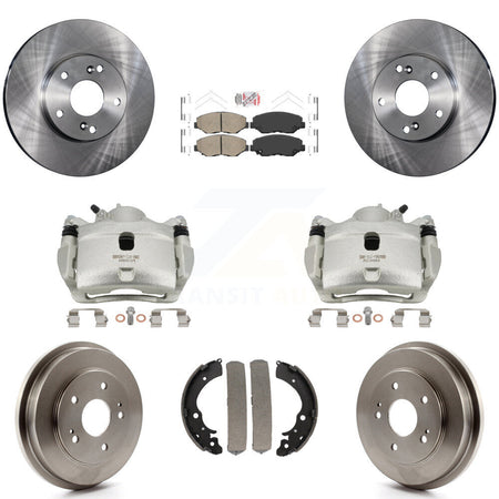 Front Rear Disc Brake Caliper Rotors Drums Ceramic Pads Kit (8Pc) For Honda Fit Accord KC8-101459N