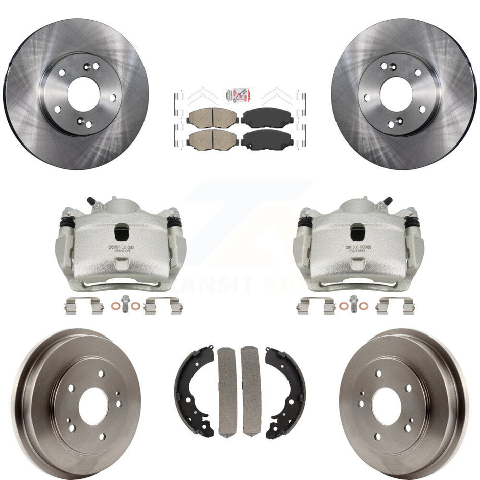 Front Rear Disc Brake Caliper Rotors Drums Ceramic Pads Kit (8Pc) For Honda Fit Accord KC8-101459N