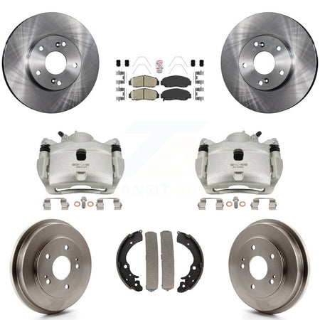 Front Rear Brake Caliper Rotors Drums Ceramic Pads Kit (8Pc) For 2007 Honda Accord 2.4L KC8-101461N