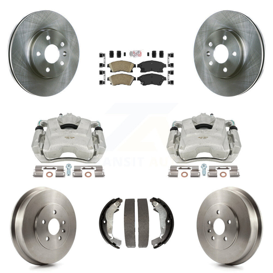 Front Rear Disc Brake Caliper Rotors Drums Ceramic Pads Kit (8Pc) For Chevrolet Cruze Limited KC8-101463N by Transit Auto