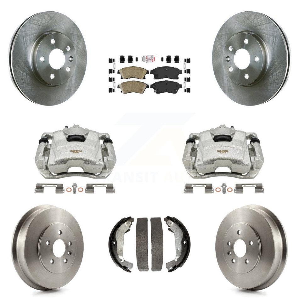Front Rear Disc Brake Caliper Rotors Drums Ceramic Pads Kit (8Pc) For Chevrolet Cruze Limited KC8-101463N