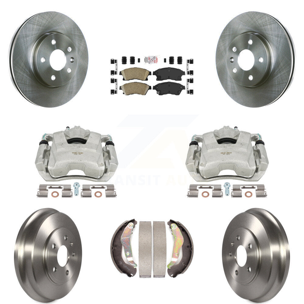 Front Rear Disc Brake Caliper Rotors Drums Ceramic Pads Kit (8Pc) For Chevrolet Sonic KC8-101465N by Transit Auto