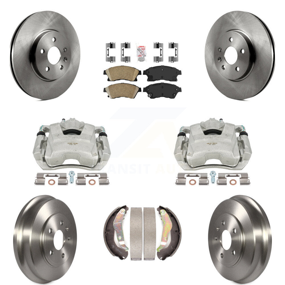 Front Rear Disc Brake Caliper Rotors Drums Ceramic Pads Kit (8Pc) For 2013-2014 Chevrolet Sonic RS KC8-101468N by Transit Auto