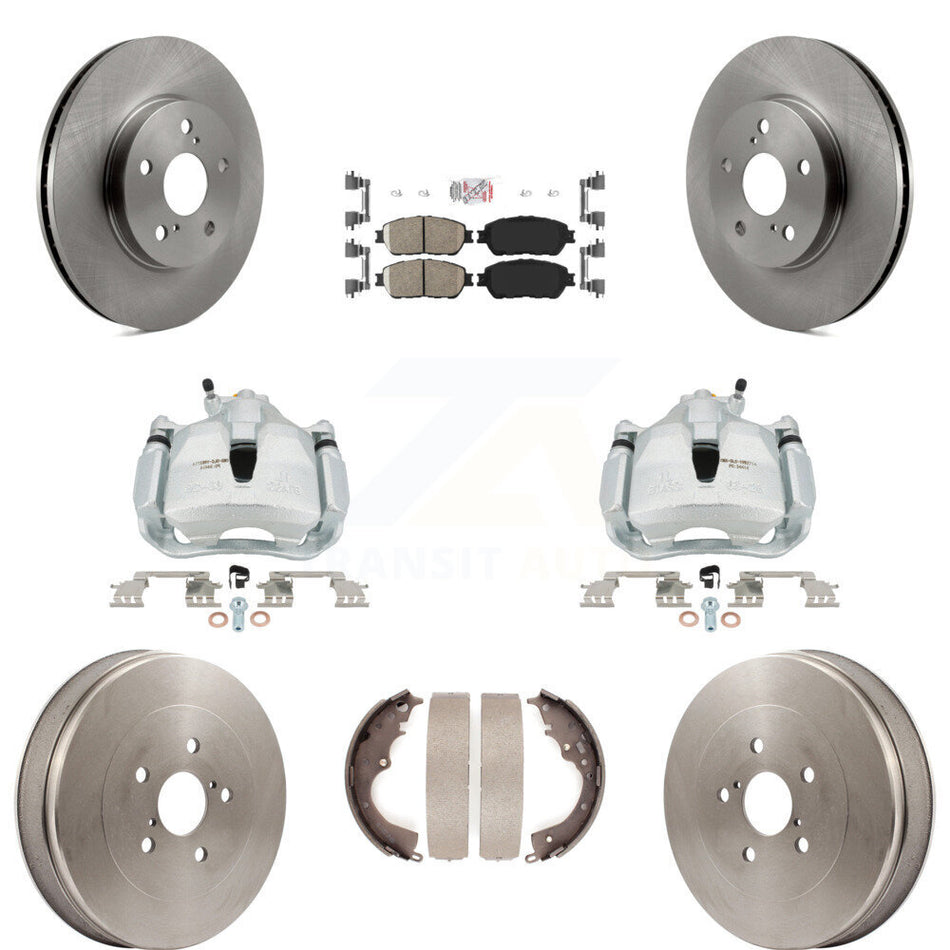 Front Rear Brake Caliper Rotors Drums Ceramic Pads Kit (8Pc) For 2004-2010 Toyota Sienna KC8-101469N