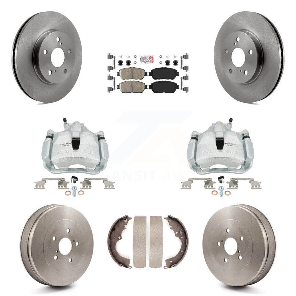 Front Rear Brake Caliper Rotors Drums Ceramic Pads Kit (8Pc) For 2004-2010 Toyota Sienna KC8-101470N