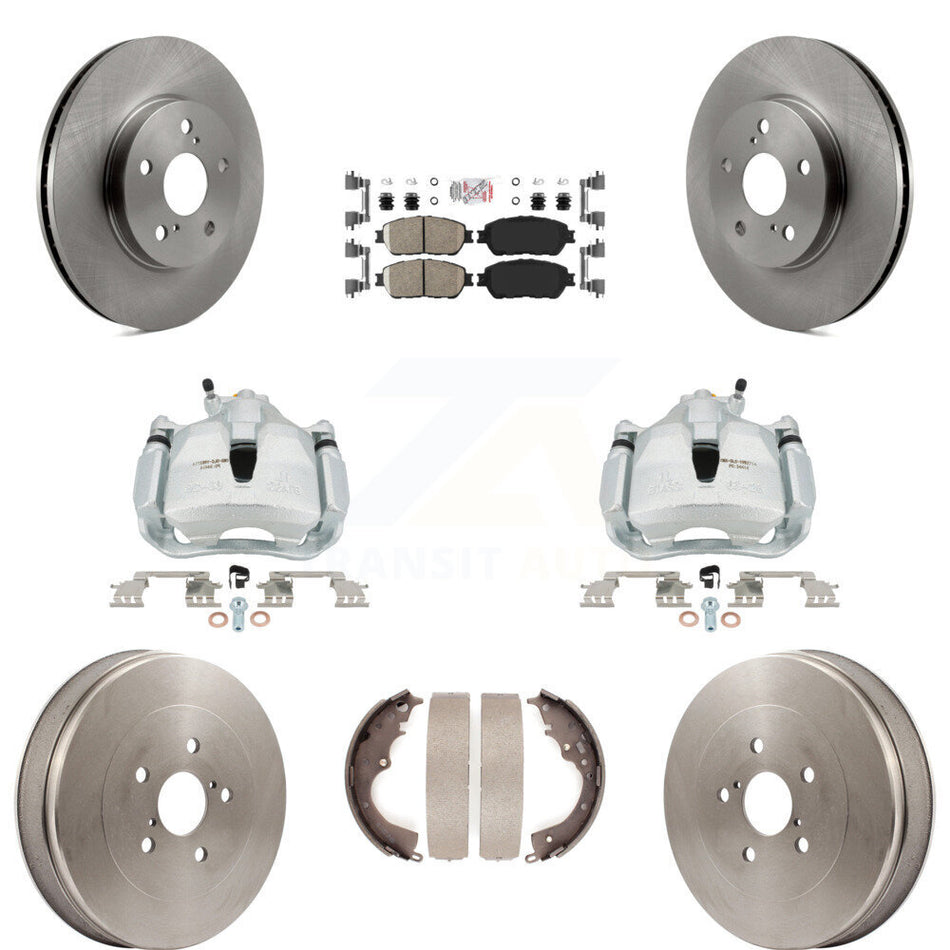 Front Rear Brake Caliper Rotors Drums Ceramic Pads Kit (8Pc) For 2004-2010 Toyota Sienna KC8-101470N