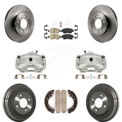 Front Rear Disc Brake Caliper Rotors Drums Ceramic Pads Kit (8Pc) For Honda Civic With 4 Lug Wheels KC8-101480N