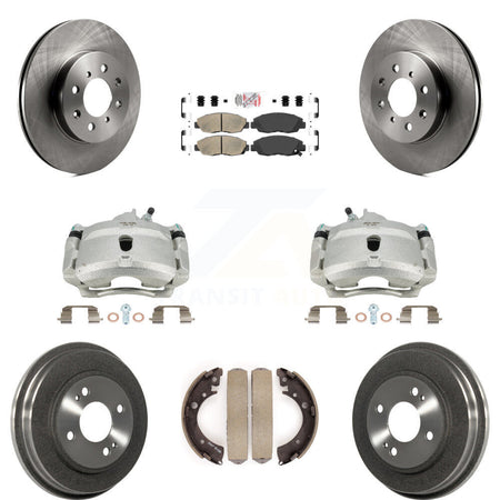 Front Rear Disc Brake Caliper Rotors Drums Ceramic Pads Kit (8Pc) For Honda Civic KC8-101482N by Transit Auto