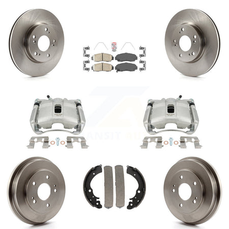 Front Rear Disc Brake Caliper Rotors Drums Ceramic Pads Kit (8Pc) For Honda Civic KC8-101485N by Transit Auto