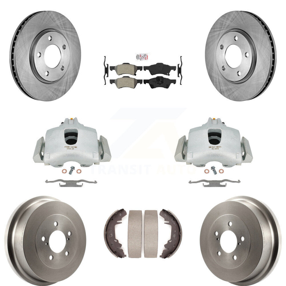 Front Rear Disc Brake Caliper Rotors Drums Semi-Metallic Pads Kit (8Pc) For Dodge Chrysler Town & Country Grand Caravan rear brakes KC8-101491N