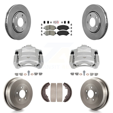 Front Rear Brake Caliper Rotors Drum Semi-Metallic Pad Kit (8Pc) For Dodge Caravan Grand KC8-101493N