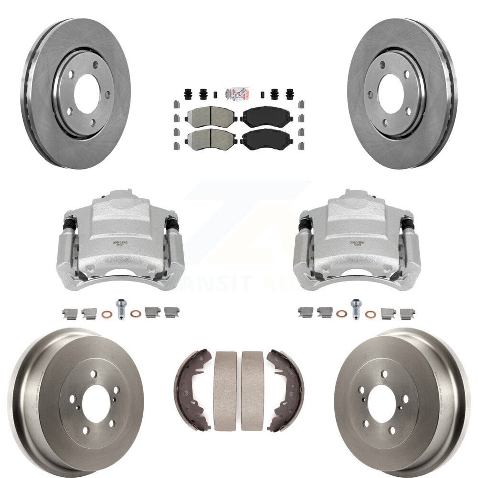 Front Rear Brake Caliper Rotors Drum Semi-Metallic Pad Kit (8Pc) For Dodge Caravan Grand KC8-101493N