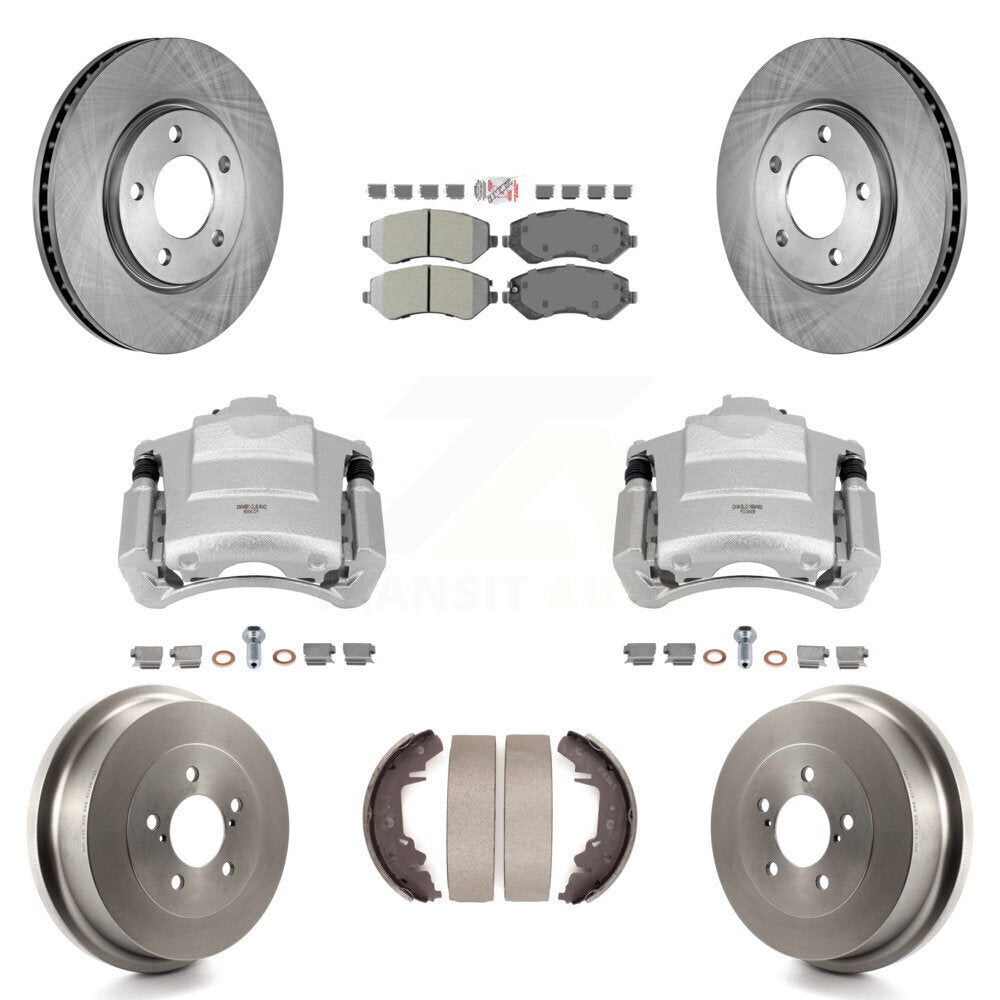 Front Rear Brake Caliper Rotors Drum Semi-Metallic Pad Kit (8Pc) For Dodge Grand Caravan KC8-101495N