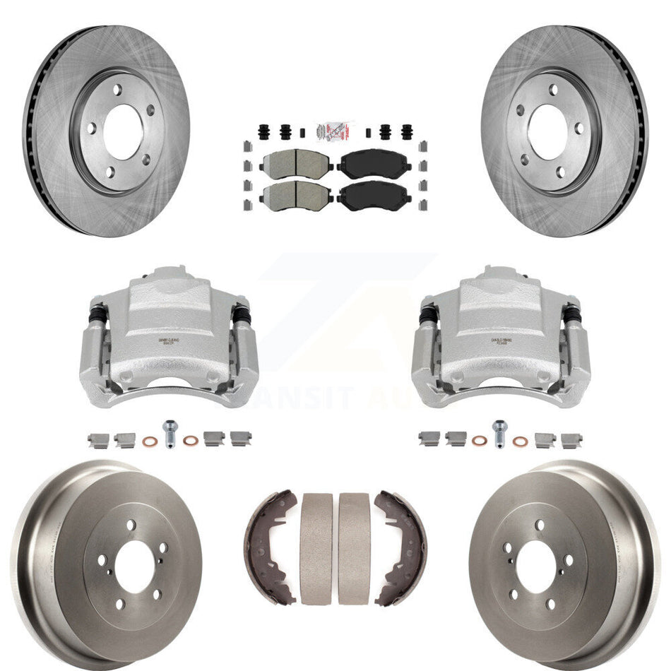 Front Rear Brake Caliper Rotors Drum Semi-Metallic Pad Kit (8Pc) For Dodge Grand Caravan KC8-101496N