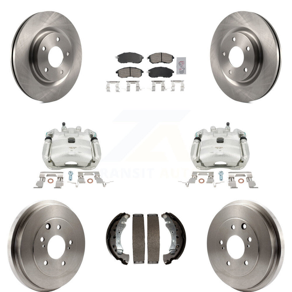 Front Rear Disc Brake Caliper Rotors Drums Ceramic Pads Kit (8Pc) For 2017-2019 Nissan Sentra Turbocharged KC8-101500N