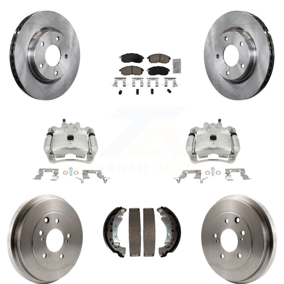 Front Rear Disc Brake Caliper Rotors Drums Ceramic Pads Kit (8Pc) For Nissan Sentra KC8-101501N