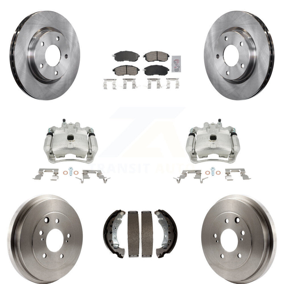 Front Rear Disc Brake Caliper Rotors Drums Ceramic Pads Kit (8Pc) For Nissan Sentra KC8-101502N by Transit Auto