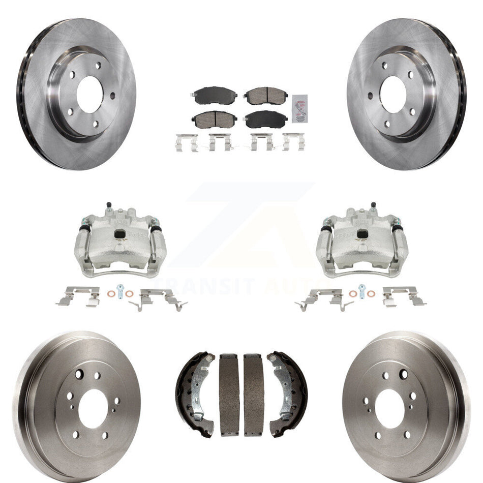 Front Rear Disc Brake Caliper Rotors Drums Ceramic Pads Kit (8Pc) For Nissan Sentra KC8-101502N