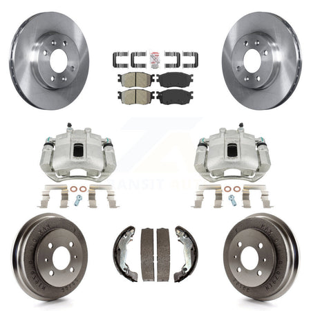 Front Rear Disc Brake Caliper Rotors Drums Semi-Metallic Pads Kit (8Pc) For 2006 Hyundai Accent Sedan To 09 30 05 KC8-101505N by Transit Auto