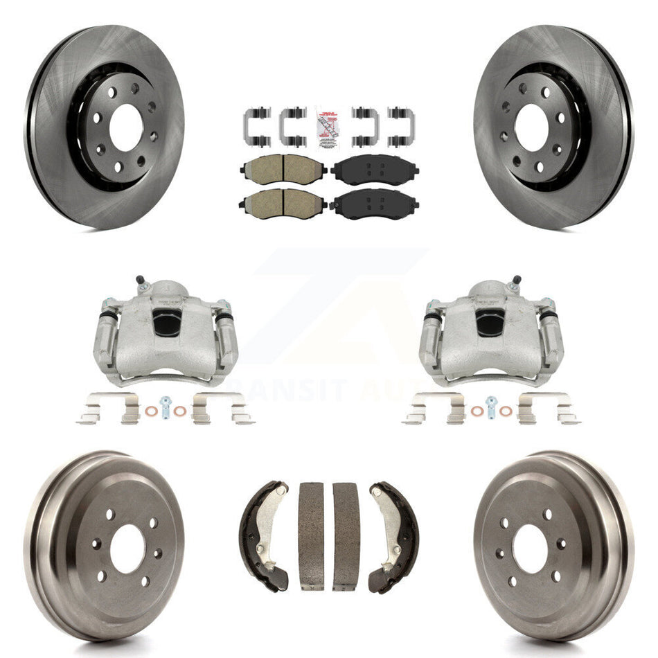 Front Rear Disc Brake Caliper Rotors Drums Semi-Metallic Pads Kit (8Pc) For Chevrolet Aveo Spark Aveo5 Pontiac G3 Suzuki Wave Wave5 Swift+ KC8-101506N by Transit Auto