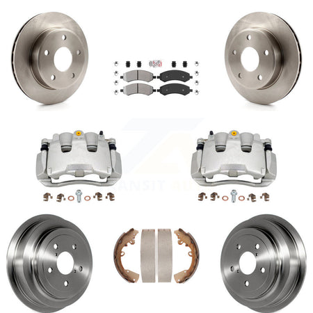Front Rear Brake Caliper Rotors Drums Semi-Metallic Pads Kit (8Pc) For Dakota Dodge Ram KC8-101508N