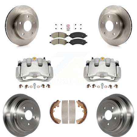 Front Rear Brake Caliper Rotors Drums Semi-Metallic Pads Kit (8Pc) For Dakota Dodge Ram KC8-101510N