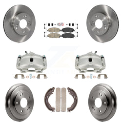 Front Rear Disc Brake Caliper Rotors Drums Ceramic Pads Kit (8Pc) For Honda Civic KC8-101513N