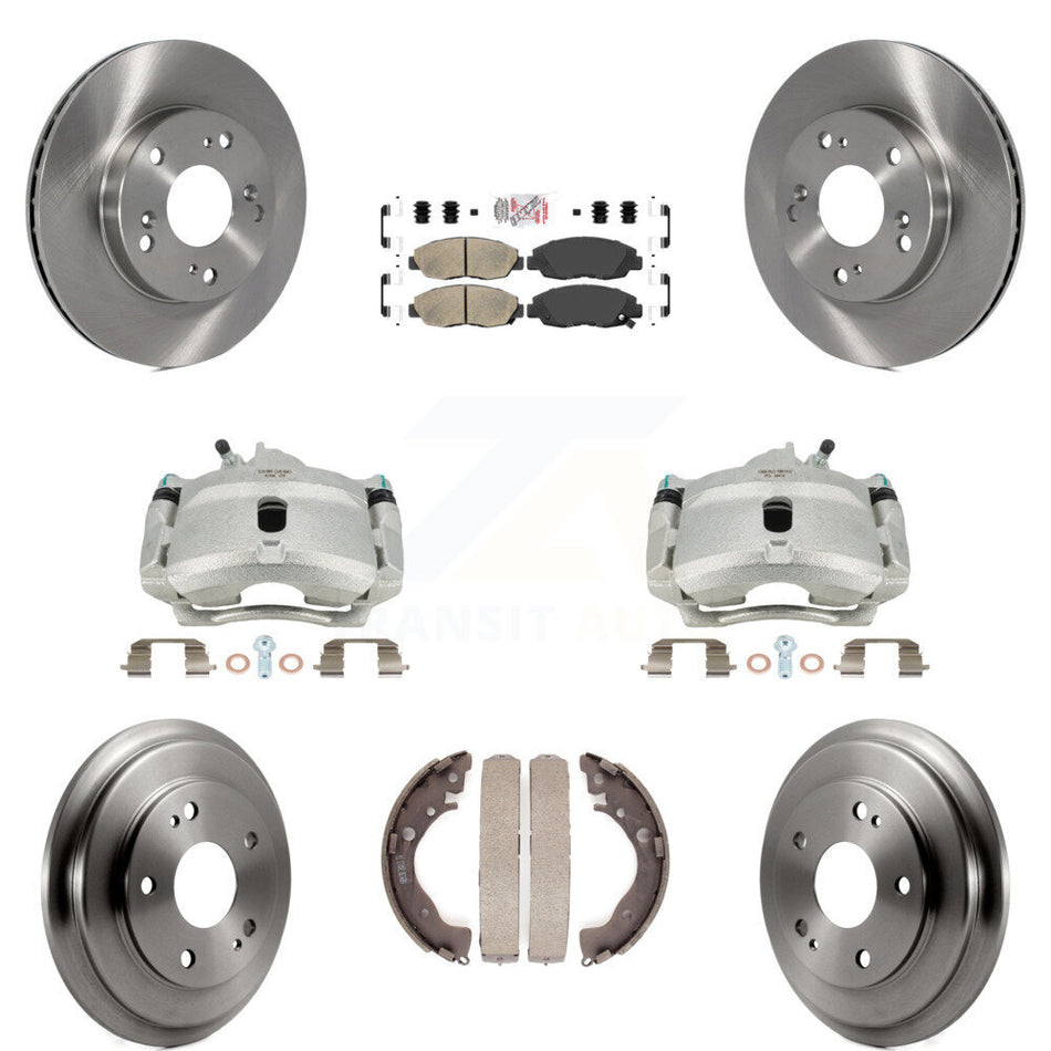 Front Rear Disc Brake Caliper Rotors Drums Ceramic Pads Kit (8Pc) For Honda Civic KC8-101513N by Transit Auto