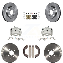 Front Rear Disc Brake Caliper Rotors Drums Ceramic Pads Kit (8Pc) For Nissan Sentra KC8-101522N
