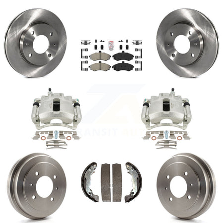 Front Rear Disc Brake Caliper Rotors Drums Semi-Metallic Pads Kit (8Pc) For Hyundai Elantra Drum rear brakes KC8-101528N by Transit Auto