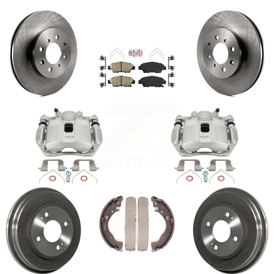 Front Rear Disc Brake Caliper Rotors Drums Ceramic Pads Kit (8Pc) For Honda Fit KC8-101530N