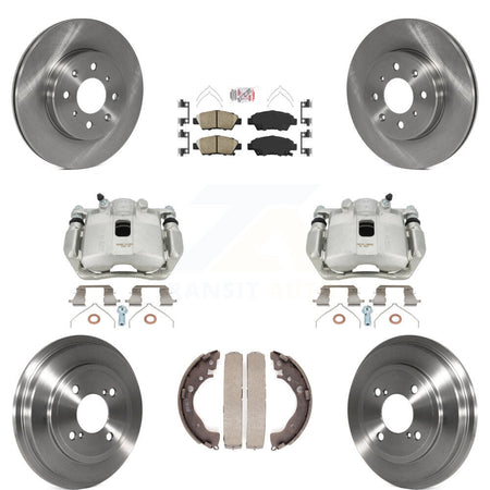 Front Rear Disc Brake Caliper Rotors Drums Ceramic Pads Kit (8Pc) For 2015-2020 Honda Fit KC8-101532N by Transit Auto