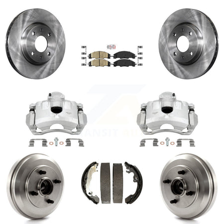 Front Rear Disc Brake Caliper Rotors Drums Ceramic Pads Kit (8Pc) For Ford Focus KC8-101533N