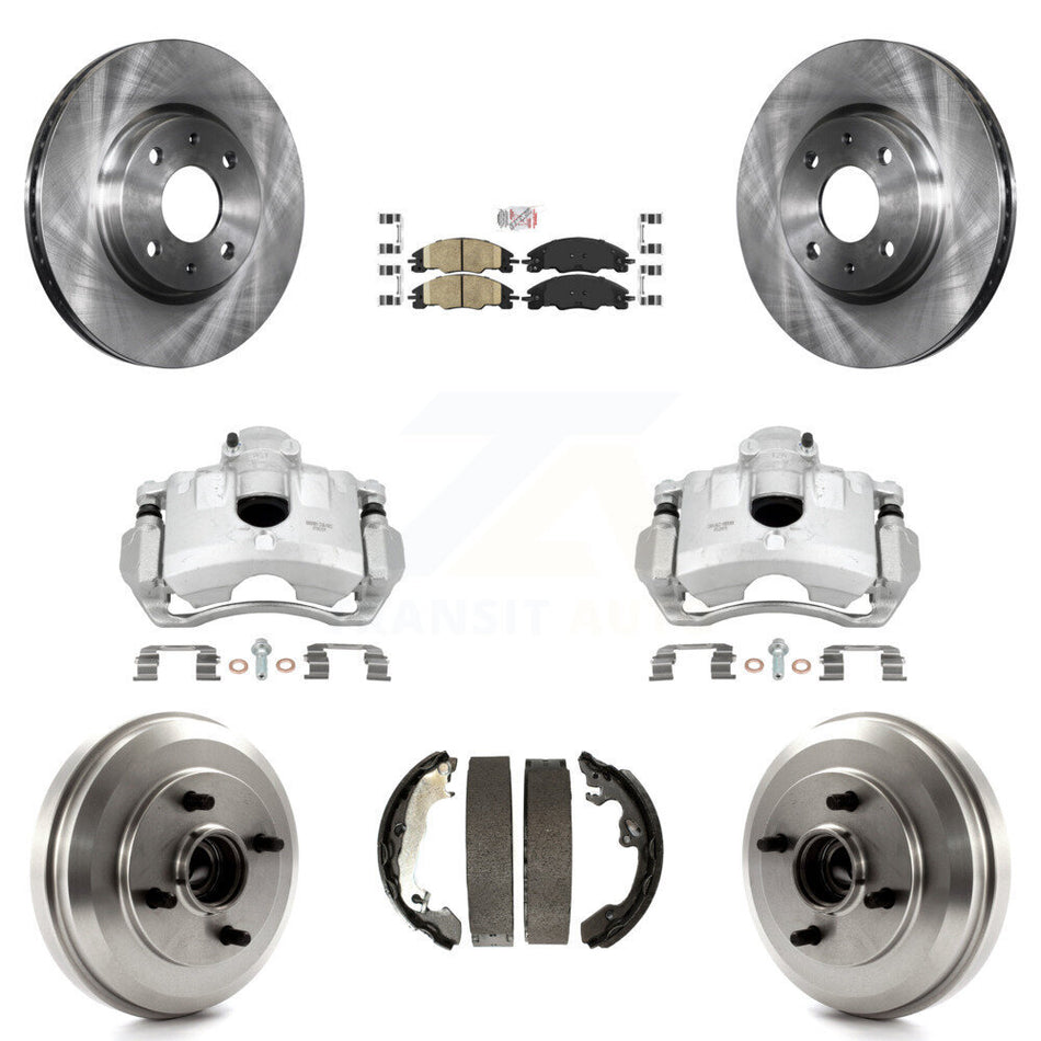 Front Rear Disc Brake Caliper Rotors Drums Ceramic Pads Kit (8Pc) For Ford Focus KC8-101533N