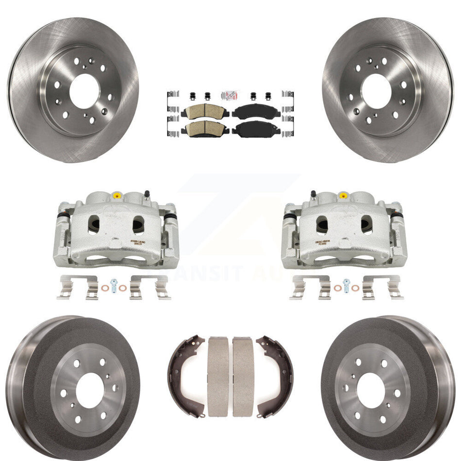 Front Rear Brake Caliper Rotors Drum Ceramic Pad Kit (8Pc) For GMC Sierra 1500 Chevrolet KC8-101541N