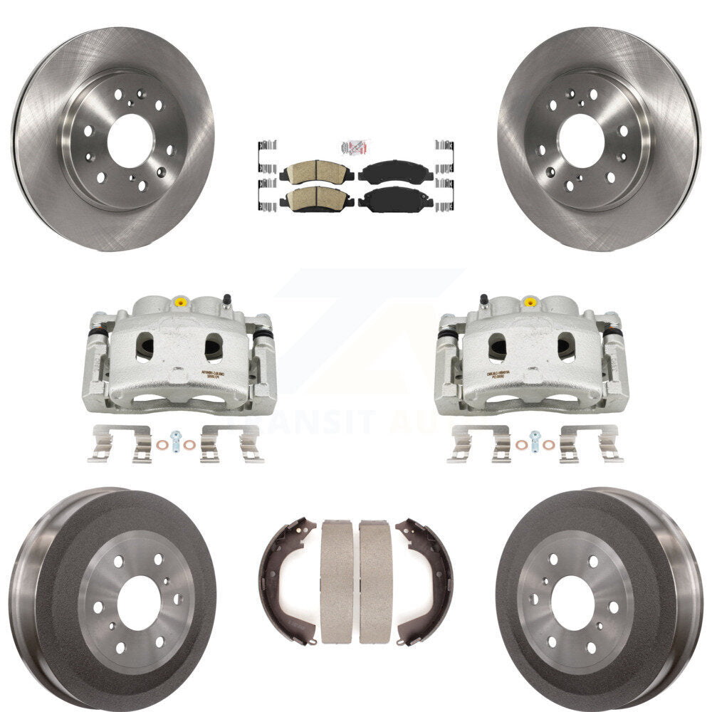 Front Rear Brake Caliper Rotors Drum Ceramic Pad Kit (8Pc) For GMC Sierra 1500 Chevrolet KC8-101542N