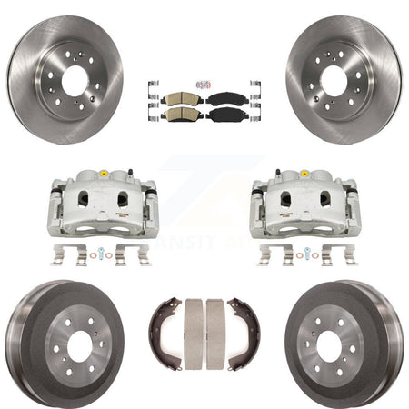 Front Rear Brake Caliper Rotors Drum Ceramic Pad Kit (8Pc) For GMC Sierra 1500 Chevrolet KC8-101542N