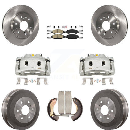 Front Rear Brake Caliper Rotors Drum Ceramic Pads Kit (8Pc) For Chevrolet Silverado 1500 KC8-101544N