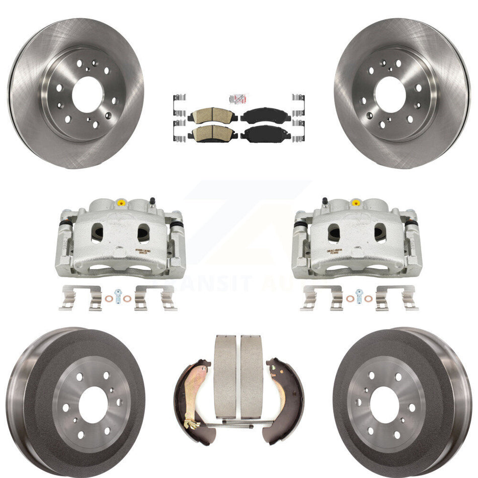Front Rear Brake Caliper Rotors Drum Ceramic Pads Kit (8Pc) For Chevrolet Silverado 1500 KC8-101545N