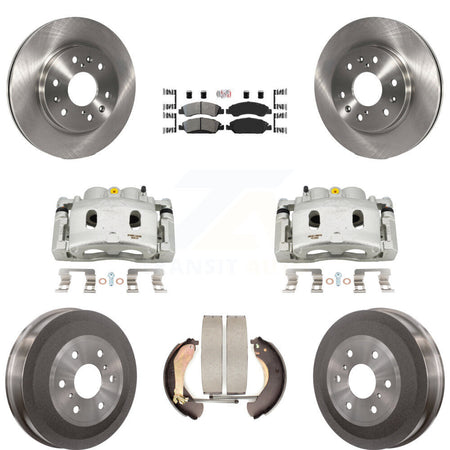 Front Rear Brake Caliper Rotors Drum Semi-Metallic Pad Kit (8Pc) For Chevrolet Silverado KC8-101546N