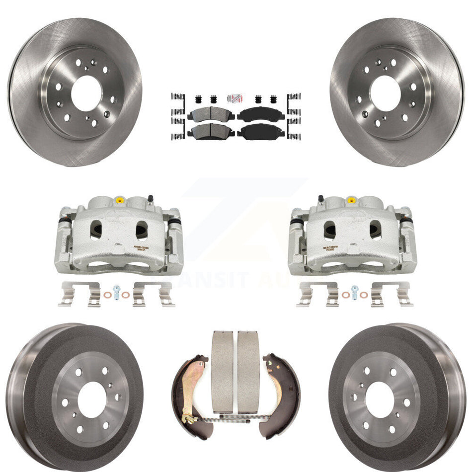 Front Rear Brake Caliper Rotors Drum Semi-Metallic Pad Kit (8Pc) For Chevrolet Silverado KC8-101546N