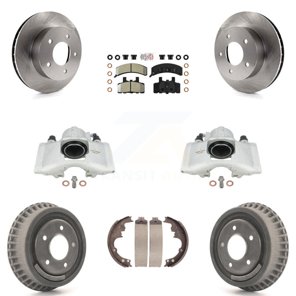 Front Rear Disc Brake Caliper Rotors Drums Semi-Metallic Pads Kit (8Pc) For 1990-2002 Chevrolet Astro GMC Safari AWD KC8-101552N by Transit Auto