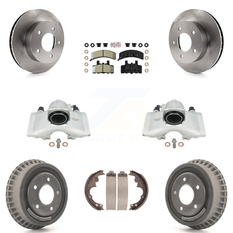 Front Rear Disc Brake Caliper Rotors Drums Semi-Metallic Pads Kit (8Pc) For 1990-2002 Chevrolet Astro GMC Safari AWD KC8-101552N