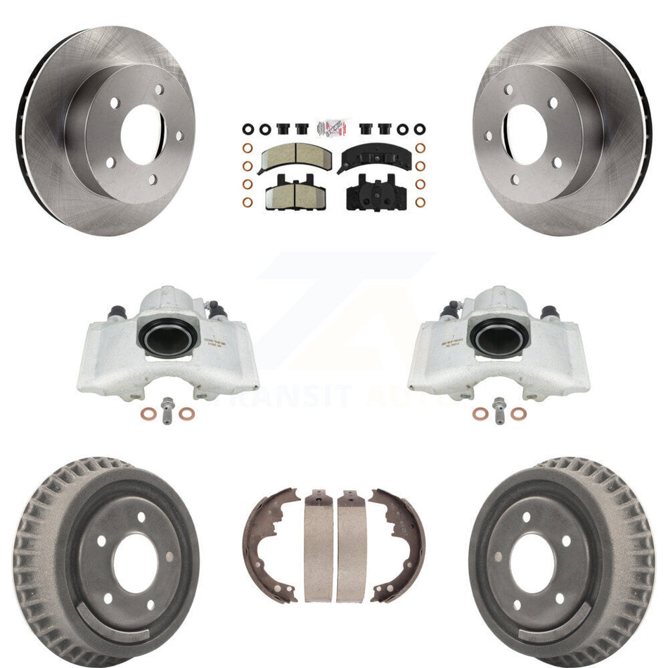 Front Rear Disc Brake Caliper Rotors Drums Semi-Metallic Pads Kit (8Pc) For 1990-2002 Chevrolet Astro GMC Safari AWD KC8-101552N