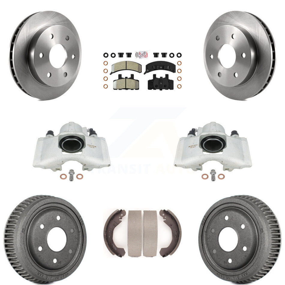 Front Rear Disc Brake Caliper Rotors Drums Semi-Metallic Pads Kit (8Pc) For Chevrolet K1500 GMC Yukon Blazer KC8-101554N