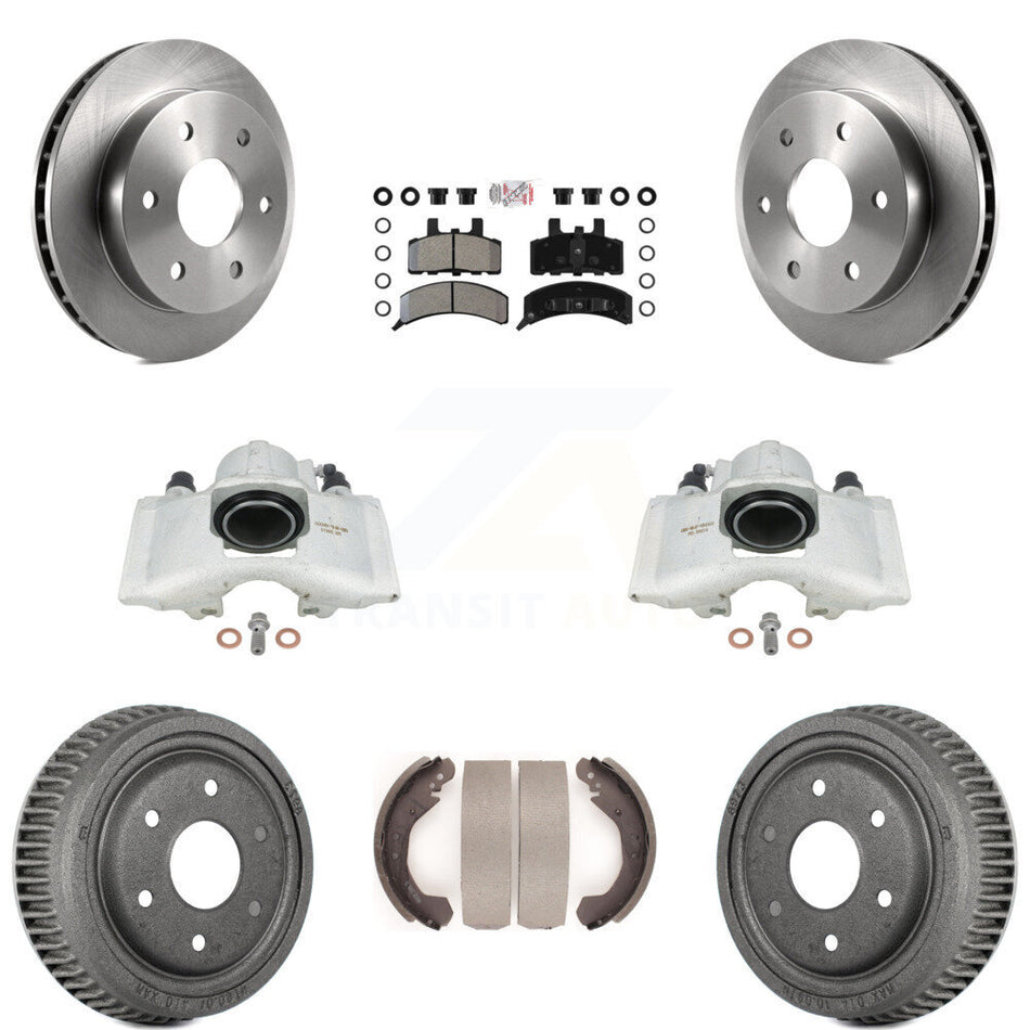 Front Rear Disc Brake Caliper Rotors Drums Semi-Metallic Pads Kit (8Pc) For Chevrolet K1500 GMC Yukon Blazer KC8-101555N by Transit Auto