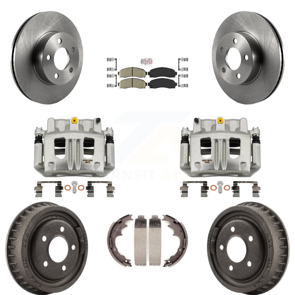 Front Rear Brake Caliper Rotors Drums Ceramic Pads Kit (8Pc) For Ford Ranger Mazda B4000 KC8-101560N