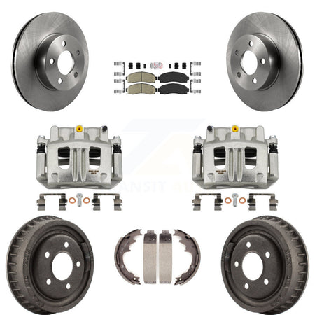 Front Rear Brake Caliper Rotors Drums Ceramic Pads Kit (8Pc) For Ford Ranger Mazda B4000 KC8-101561N